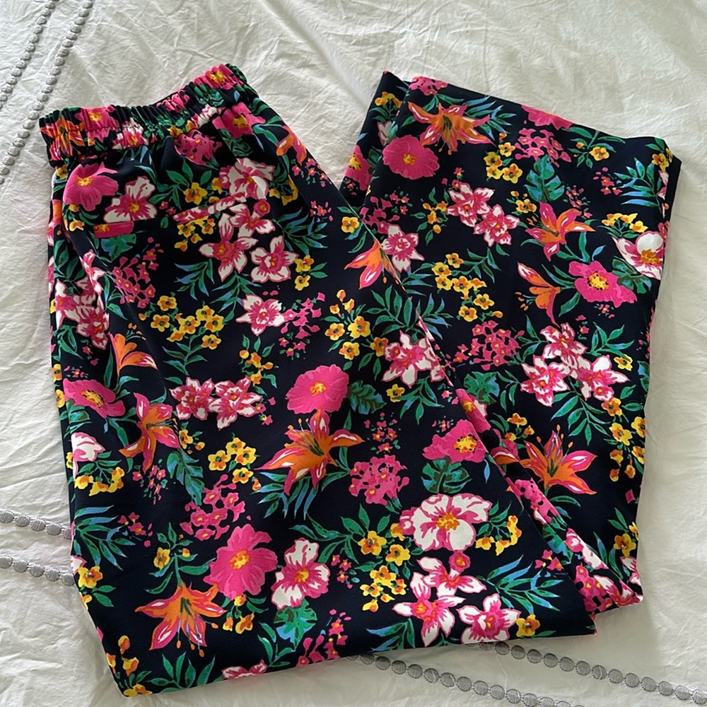 J. Crew Multicolor Wide-Leg Pants with Elastic Waist, Size 4, Worn Once